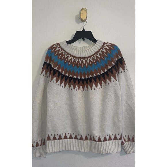 Panache Fair Isle Sweater Crew Neck Aztec Print Womens XL XLarge Cream - Picture 2 of 4